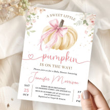 Little Pumpkin on the Way Pink Bow Baby Shower