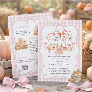 Little Pumpkin on the Way Pink Bow Baby Shower Invitation