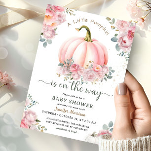 Little Pumpkin On the Way Pink Fall Baby Shower  Invitation