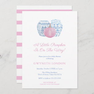 Little Pumpkin On The Way Pink Girl Baby Shower Invitation