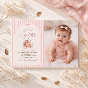 Little Pumpkin on the Way Pink Girl Baby Shower Thank You Card