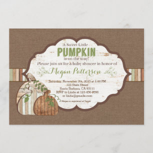 Little Pumpkin on the Way! Rustic Baby Shower Invitation