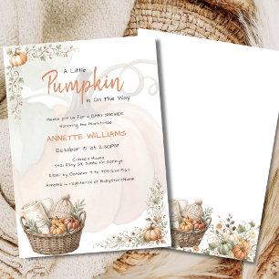Little Pumpkin On The Way Watercolor Baby Shower Invitation