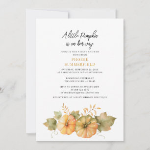 Little Pumpkin on Way Fall Baby Shower  Invitation