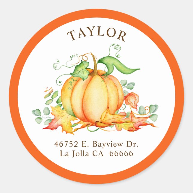 Little Pumpkin Orange Return Address Labels (Front)
