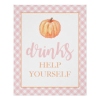 Little Pumpkin Pastel Pink Fall Birthday Drinks Pe