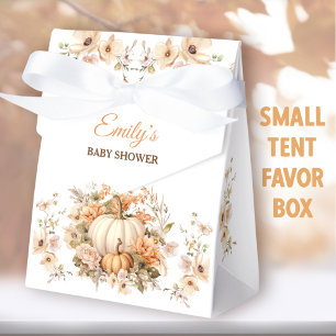 Little Pumpkin Pastel White Baby Shower Small Tent Favour Box