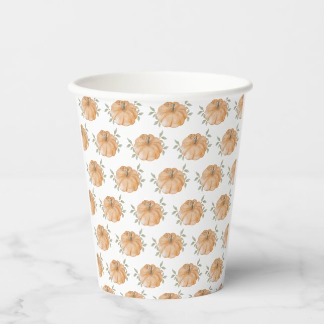 Little Pumpkin Pattern Autumn Fall Paper Cups (Front)