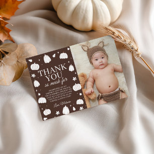 Little Pumpkin Photo Birthday Thank You Invitation
