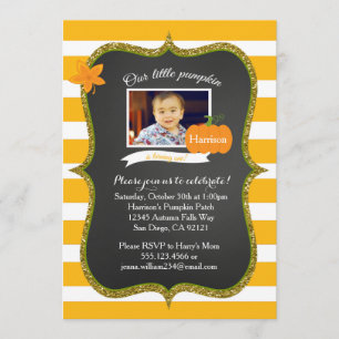 Little Pumpkin Photo First Birthday invitation