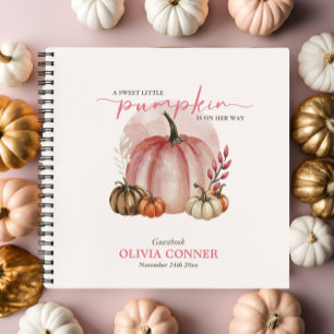 Little Pumpkin Pink Baby Shower Guest Gift List   Notebook