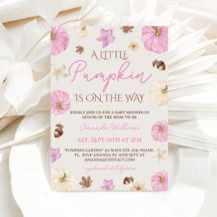 Little Pumpkin Pink Baby Shower Invitation