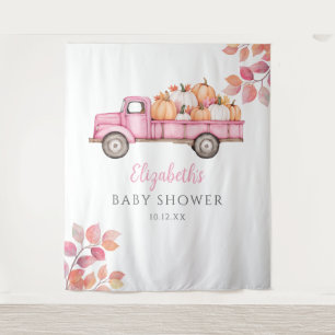 Little Pumpkin Pink Baby Shower Photo Backdrop Tapestry