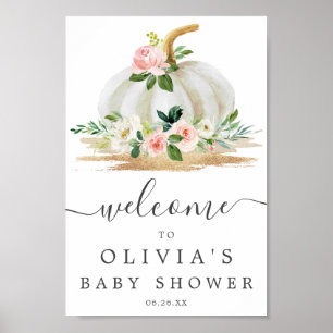 Little Pumpkin Pink Baby Shower Welcome Sign