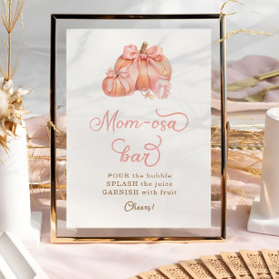 Little Pumpkin Pink Bow Baby Shower Mum-osa Poster