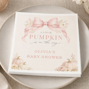 Little Pumpkin Pink Bow Baby Shower Napkin