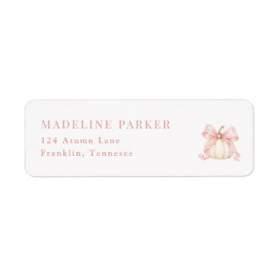 Little Pumpkin Pink Bow Baby Shower Return Address