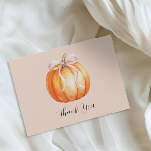 Little Pumpkin Pink Bow Baby Shower Thank You Card