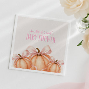 Little Pumpkin, pink bow, Coquette party napkins
