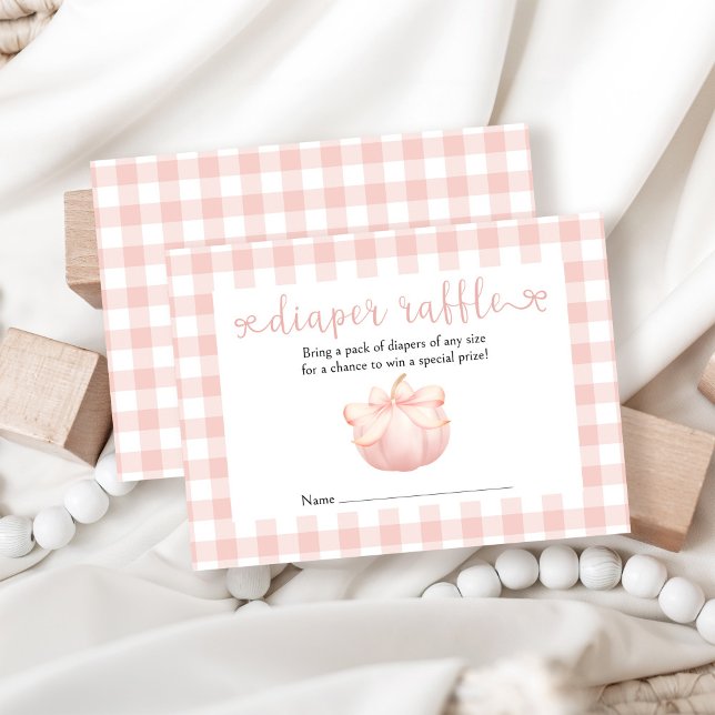 Little Pumpkin Pink Bow Diaper Raffle Enclosure Card (Creator Uploaded)