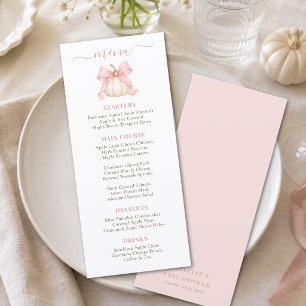 Little Pumpkin Pink Bow Elegant Baby Girl Shower Menu