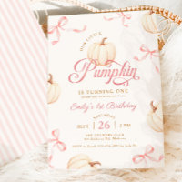 Little Pumpkin Pink Bows Ribbons Girl 1st Birthday