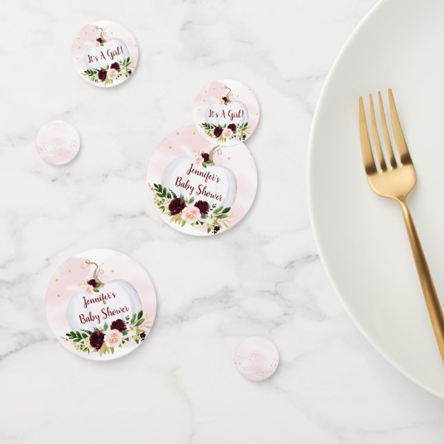 Little Pumpkin Pink Burgundy Gold Baby Shower Confetti (Group)