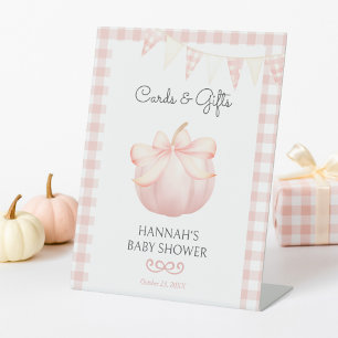 Little Pumpkin Pink Cards & Gifts Baby Shower Pedestal Sign