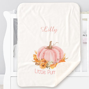 Little Pumpkin Pink Custom Name  Sherpa Blanket