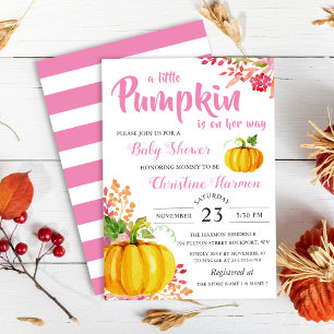 Little Pumpkin Pink Floral Baby Shower Invitation