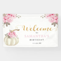 Little Pumpkin Pink Floral Birthday Welcome