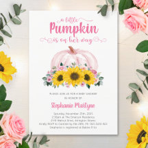 Little Pumpkin Pink Floral Sunflower Baby Shower