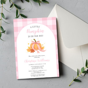 Little Pumpkin Pink Girl Baby Shower Invitation
