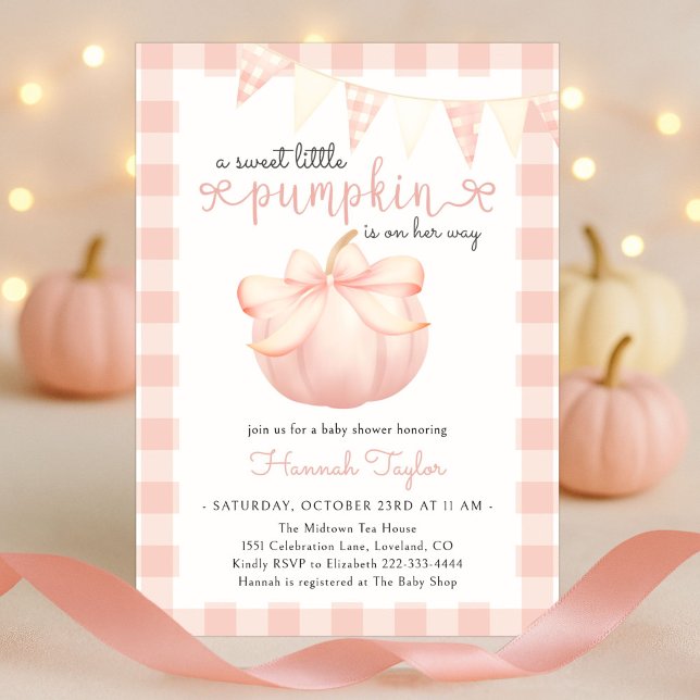 Little Pumpkin Pink Girl Baby Shower Invitation (Creator Uploaded)