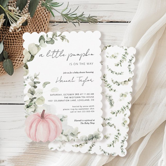 Little Pumpkin Pink Girl Baby Shower Invitation (Creator Uploaded)