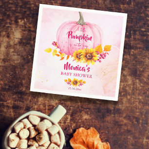Little pumpkin pink girl baby shower napkin