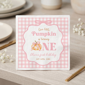 Little Pumpkin Pink Girl Birthday Napkins