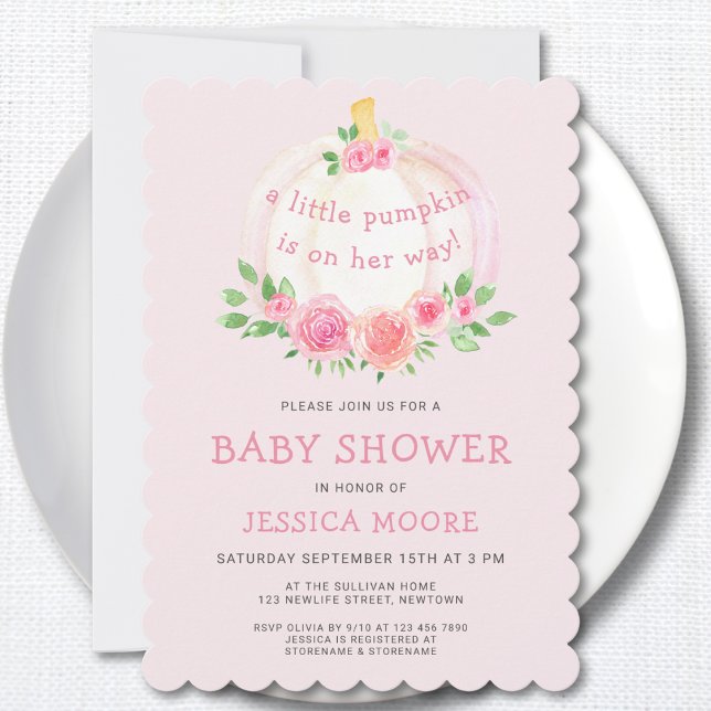 Little Pumpkin Pink Girl's Baby Shower Invitation (Creator Uploaded)