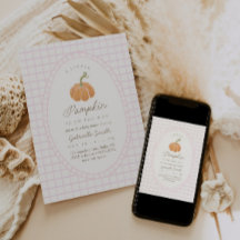 Little Pumpkin Pink Girls Baby Shower Invitation