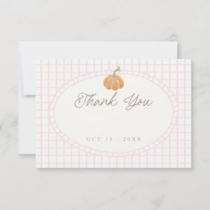 Little Pumpkin Pink Girls Baby Shower Thank You Card