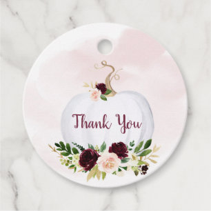 Little Pumpkin Pink Gold Burgundy Baby Shower Favour Tags