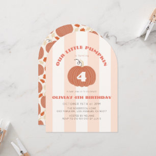 Little Pumpkin Pink Stripes Girl Any Age Birthday Invitation