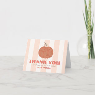 Little Pumpkin Pink Stripes Girl Baby Shower Thank You Card