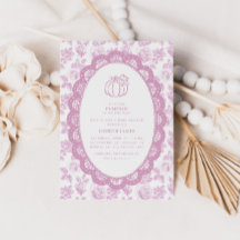 Little Pumpkin Pink Toile Baby Shower Invitation