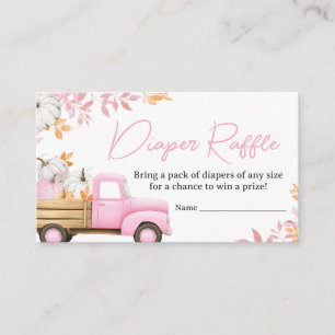 Little Pumpkin Pink Truck Fall Baby Diaper Raffle Enclosure Card