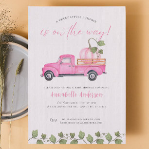 Little Pumpkin  Pink watercolor Girl Baby Shower Invitation