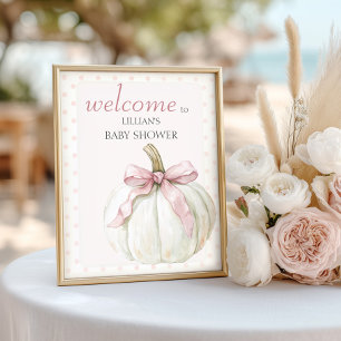 Little Pumpkin Polka Dots Baby Shower Welcome Poster