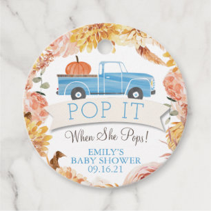 Little Pumpkin Pop it When She Pops Boy Shower Favour Tags