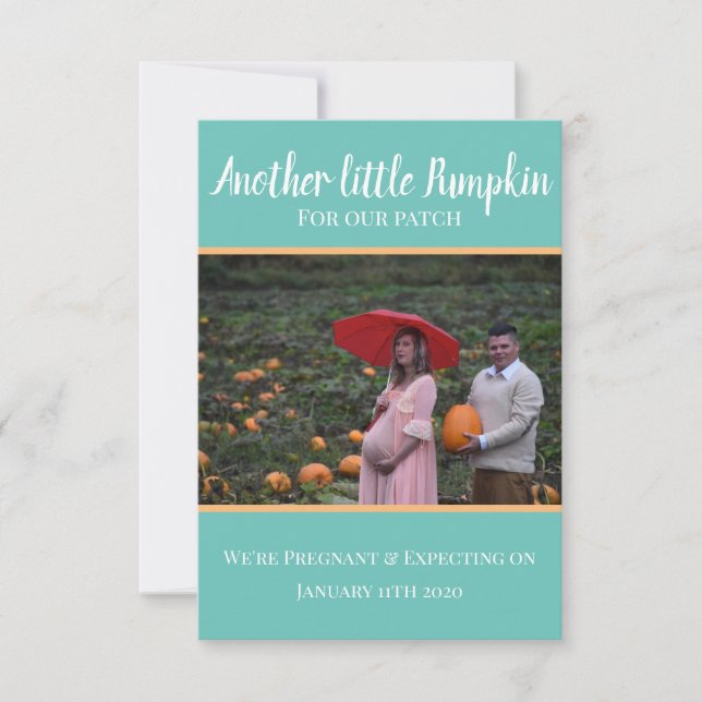 Little Pumpkin Pregnancy Announcement Card (Front)