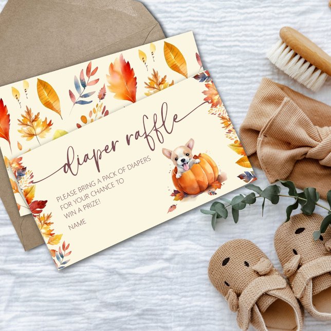 Little Pumpkin Puppy Diaper Raffle Baby Shower Enclosure Card (Pumpkin Puppy Baby Shower Diaper Raffle Enclosure Card)